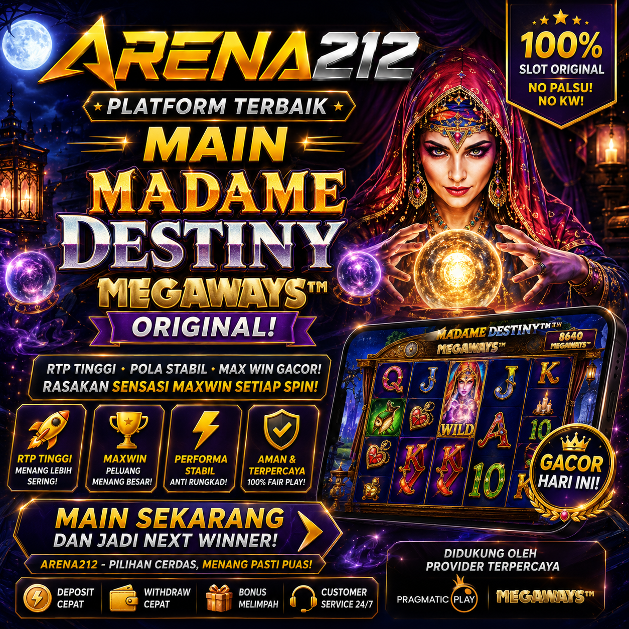 ARENA212: Platform Terbaik Main Madame Destiny Megaways Original! 